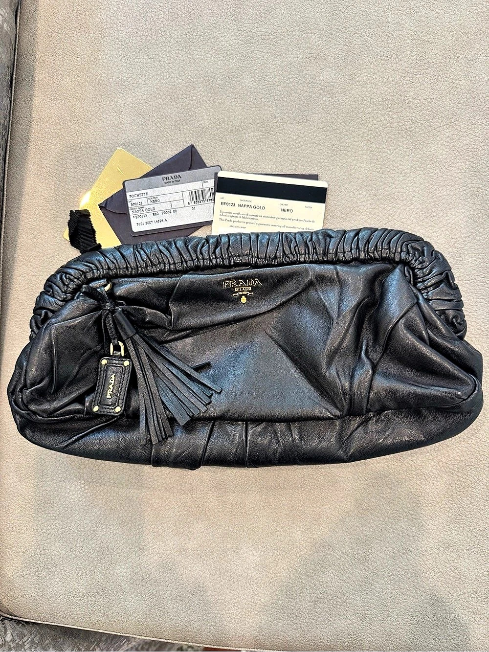 Prada Pochette Nappa Leather in Black Great Condition